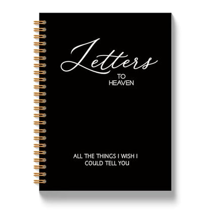 JLLBF Letters to Heaven Notebook Journal 5.5x8.3, Grief Journal for Women, Memorial Sympathy Gifts for Loss of Loved One, Remembrance Bereavement Gifts Spiral Hardcover Notebook - color: Black Letters Heaven