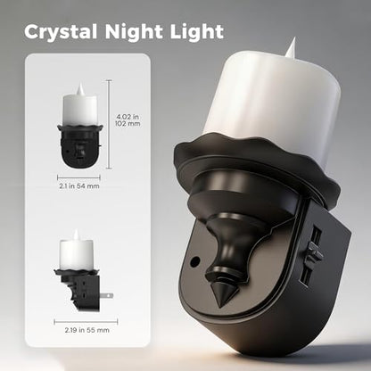 L LOHAS LED Flameless Candle Night Light, Flicker Night Lights Plug into Wall 2 Pack, Soft White Candle Nightlight with Light Sensor, Dimmable LED Flickering Nightlights for Kids Hallway Bathroom - color: Charcoal-Warm