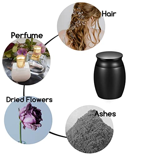 Super Small Urn for Human Ashes, 1.6" High Blank Black Memorial Cremation Urn, Handcrafted Beautiful Keepsake Urn for Funeral, Peaceful Decorative Urns for Human Ashes