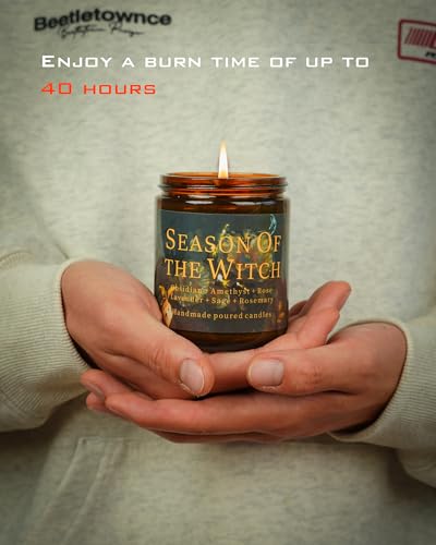 Season of The Witch Candle, Samhain Mabon Pagan Sabbat, Honoring The Craft Spirit Thinning Veil Crystal Intention Ritual Spell Witchy Gift. (Season of The Witch) - style: Season of the witch
