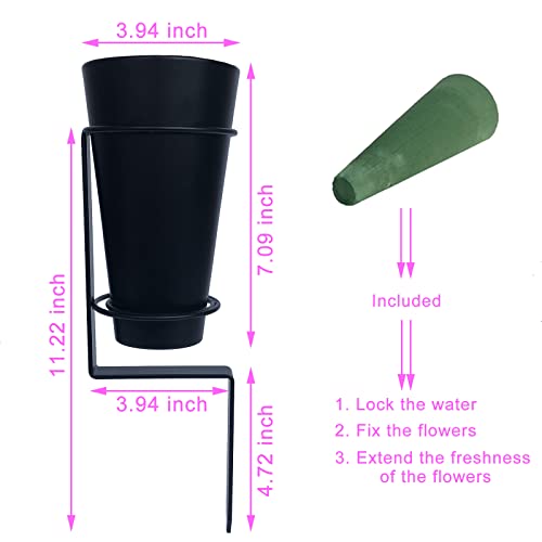 Cemetery Flower Vase with Stake, Grave Vase with Floral Foam，Grave vases for Cemetery in ground,Black - style: Garden