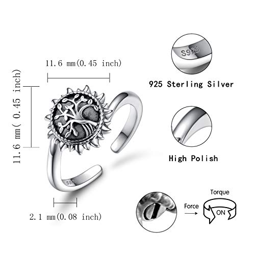 925 Sterling Silver Urn Necklace Ring Bracelet For Ashes Sunshine Cremation Keepsake Pendant Family Tree of Life Ashes Necklace Jewelry Locket Memorial Always in My Heart Memory Necklace Gift - style: Ring