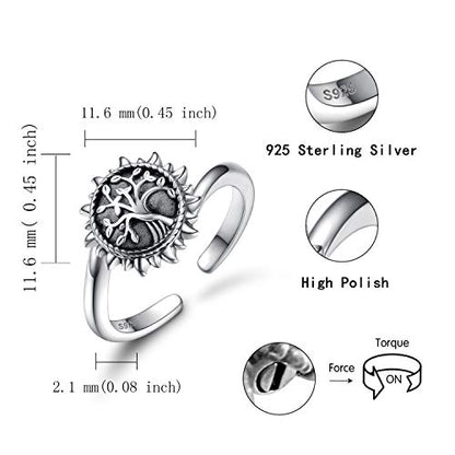 925 Sterling Silver Urn Necklace Ring Bracelet For Ashes Sunshine Cremation Keepsake Pendant Family Tree of Life Ashes Necklace Jewelry Locket Memorial Always in My Heart Memory Necklace Gift - style: Ring