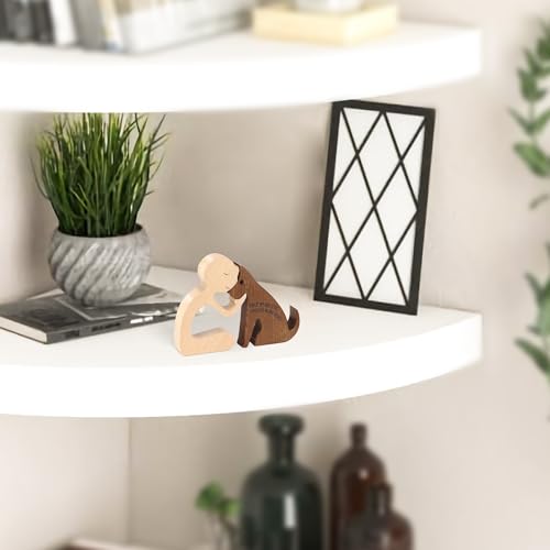 SENSUNIQ Dog Memorial Gifts, Handcrafted Wooden Carving Men and Pet Figura, Once by My Side Forever in My Heart, Sympathy Keepsake for Loss of Pet (Man with Dog) - color: Man With Dog