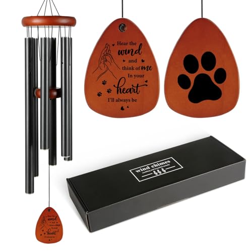 SteadStyle Pet Memorial Gifts for Dogs, Dog Memorial Wind Chimes 36 in | Loss of a Dog Sympathy Gift, in Memory of Dogs Cats Gifts, Remembrance Bereavement Gift, Memorial Dog Wind Chimes Outdoor - color: Black-36 in