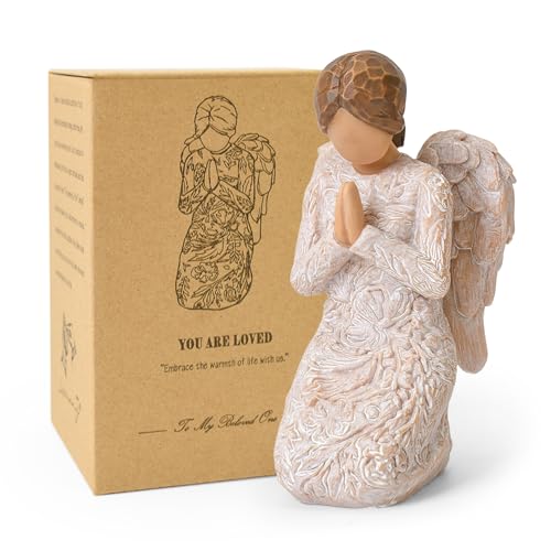 Praying Angel Figurines, Baptism Gift for Girls, Hand-Painted Resin Statue | First Communion Confirmation, Christian Religious Gifts for Women, Home Tabletop Decor - style: Baptism Gift