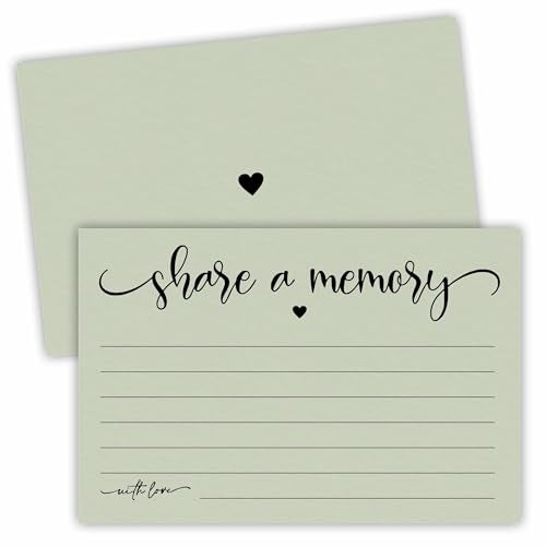50 Pcs Share A Memory Cards - 4"x 6" Double Sided Fill，For Wedding, Anniversary, Graduation, Birthday, Retirement Party - Celebration Of Life Keepsake Cards（Minimalism Green）- A09 - color: Share A Memory(Green)