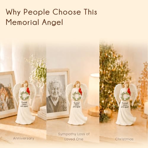 Cardinal Gifts for Women, Resin Angel Holding Wreath with Cardinal Figurine, Memorial Sympathy Gifts for Loss of Loved One, Indoor Home Shelf Mantel Decor - style: Angel Holding Wreath with Cardinal