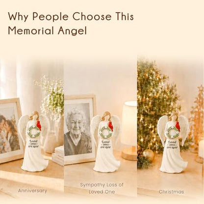 Cardinal Gifts for Women, Resin Angel Holding Wreath with Cardinal Figurine, Memorial Sympathy Gifts for Loss of Loved One, Indoor Home Shelf Mantel Decor - style: Angel Holding Wreath with Cardinal