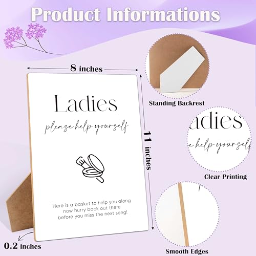 Ladies Bathroom Sign, Wooden 8x11 Inches, Minimalist Table Sign for Event Parties & Weddings - style: Ladies-Please Help Yourself