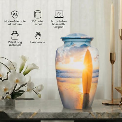 Surfing Painted Cremation Urns for Men and Women Human Ashes - Adult Large Urn - size: Large