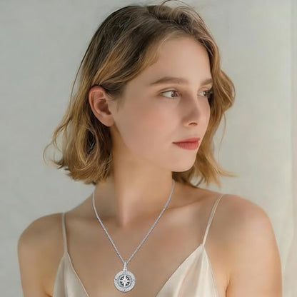 Aniu S925 Sterling Silver Urn Necklace Cremation Jewelry for Ashes - color: Compass - C