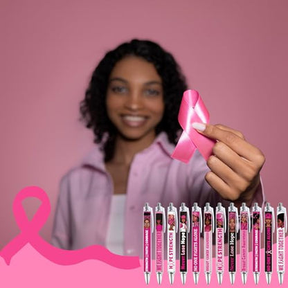 12 PCS Breast Cancer Awareness Ballpoint Pens - color: Breast Health