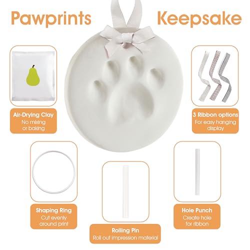 Pearhead Pet Paw Print Keepsake Ornament Kit, No-Bake Clay Kit - color: Clay Pawprint Kit, 3 Ribbons, size: 1-Pack