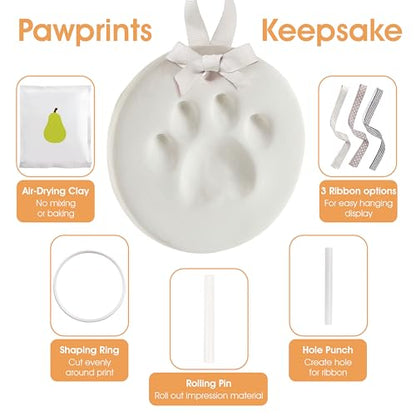 Pearhead Pet Paw Print Keepsake Ornament Kit, No-Bake Clay Kit - color: Clay Pawprint Kit, 3 Ribbons, size: 1-Pack