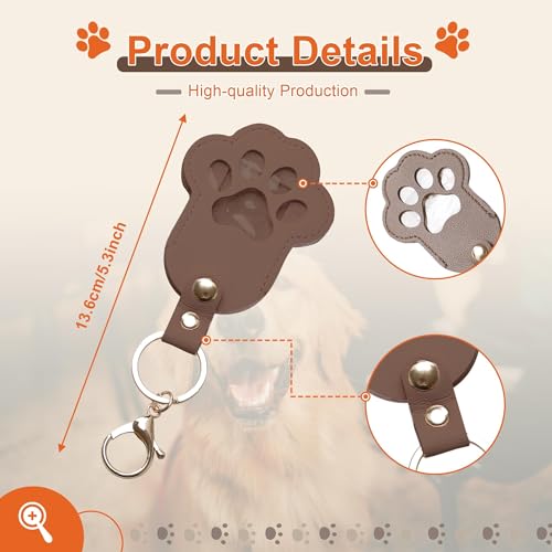 Pet Memorial Keychain Dog Paw Keepsake Photo Holder - color: 2pack Brown