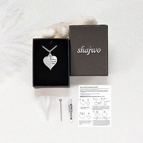 shajwo Cremation Jewelry Angel Wing Heart Urn Necklaces for Ashes Memorial Keepsake Pendant for Women Men - style: 1-Silver