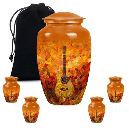 Guitar Urn for Human Ashes and Music Lovers - color: Guitar, size: 10 Inch + 3 Inch - Pack of 5