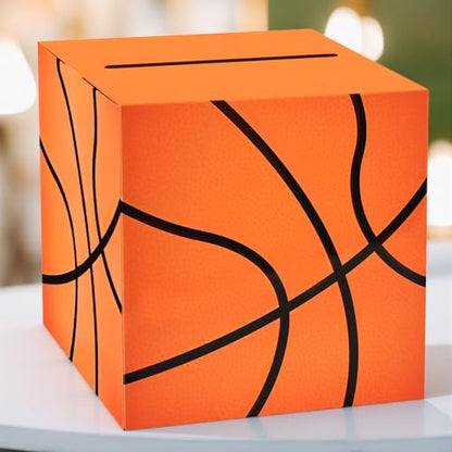 Basketball Card Box Sports Party Favors Post Box Cardboard Receiving Money Holder for Basketball Theme Wedding Reception, Baby Showers, Anniversary, Birthday Party, Table Centerpiece Decorations - style: Basketball