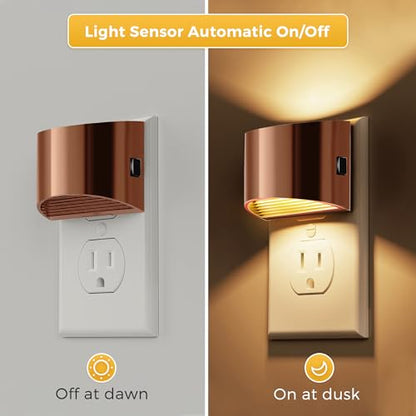 L LOHAS LED Night Lights Plug into Wall, Dimmable Night Light 2 Pack | Plug in Night Light with 3 Level Brightness, 3000K Soft White, Rose Gold Housing - color: Rose Gold