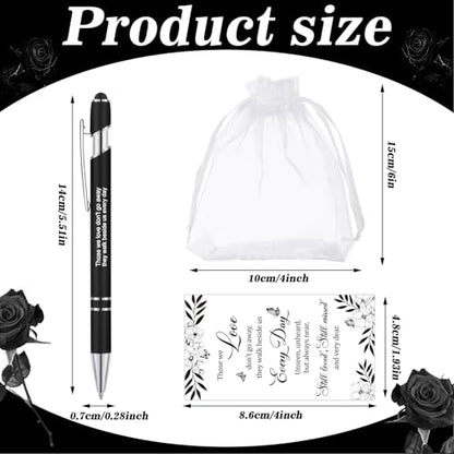 Yeaqee 150pcs/50set Funeral Favor Pen Poem Card for Guests, White, Simple - color: White, style: Simple
