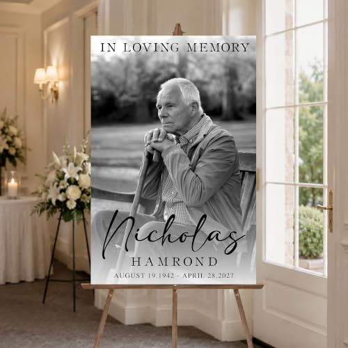 Personalized Editable Funeral Welcome Sign, Funeral Memorial Sign, Minimalist Funeral Welcome Poster, Loving Memory, In Loving Memory Welcome Sign - color: #Version 5