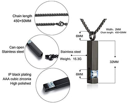 YOUFENG Urn Necklaces for Ashes Birthstone Cube Urns for Human Ashes Memorial Cremation Urn Locket Keepsake Ashes Jewelry - style: March