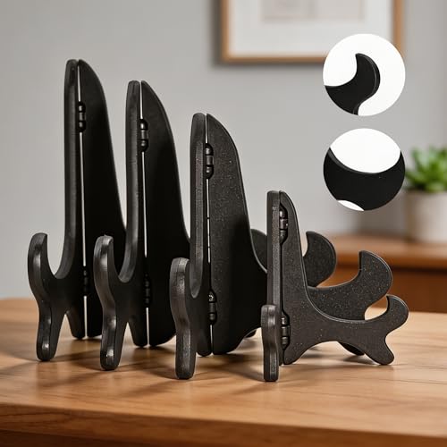 Artliving Black 8" Wood-Like Plastic Easels Plate Display Stands Picture Frame Stand Holder-Set of 4 - size: 8 inch