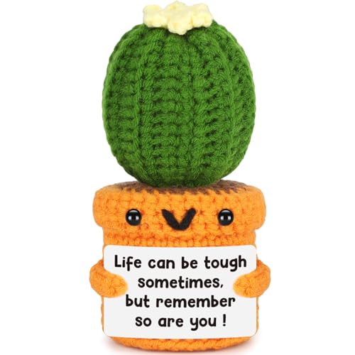 Agantree art Get Well Soon Life Can Be Tough Gifts for Women Men Comfort Feel Better Birthday Gift Thinking of You Gifts Crochet Cactus Decor for Her Friend Cactus Christmas - style: Life