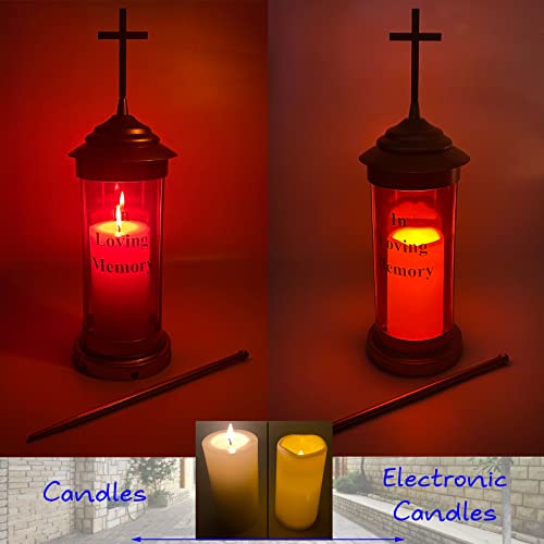 Cross Lights for Grave Decorations - Cemetery Memorial Lantern for Humans - style: Light B2