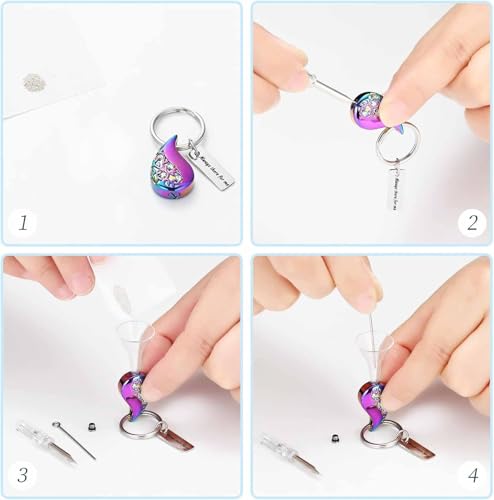 zeqingjw Cremation Jewelry Teardrop Urn Keychain for Ashes Tree of Life Urn Ashes Cremation Memorial Keepsake Keychain - color: Colorful