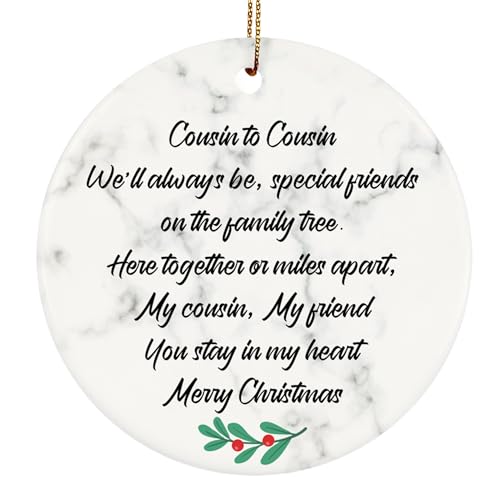 Cousin to Cousin Christmas Ornament, Family Christmas Ornament, Best Cousin Two-Side Printed Ornament, Merry Christmas Holiday Keepsake for Xmas Tree - color: Cousin