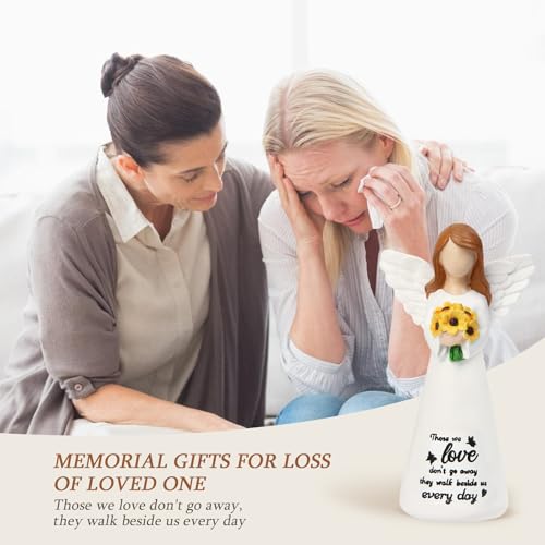 INLOMEM Sympathy Gifts for Loss of Loved One, Remembrance Gifts, Bereavement Gifts, Angel Gifts for Women, Memorial Gift for Loss of Dad Mom Grandmother, Angel Figurines (White)