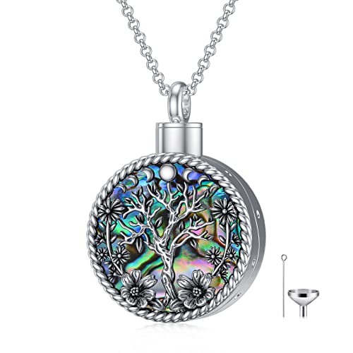 PELOVNY Urn Necklaces for Ashes of Loved Ones 925 Sterling Silver Personalized Heart Locket Urn Necklace Cremation Keepsake Memorial Jewelry Gifts for Women Men - color: Tree of Life Urn-1