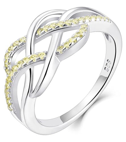 YL Celtic Knot Rings 925 Sterling Silver Twisted Knot Ring Birthstone Infinity Statement Jewelry for Women-size5 - color: 11-topaz-Nov