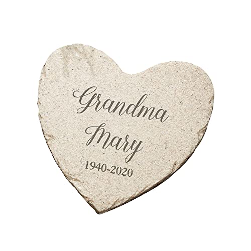 Personalization Universe Personalized Memorial Heart Garden Stone - Customizable Outdoor Decor for Remembrance, Durable Polyresin Stepping Stone with Name,Mother's Day & Garden Tributes - Small - size: 5.75" X 5.75", style: Small