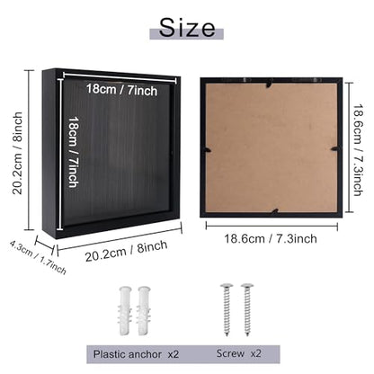 Top Loading Shadow Box , Top Loading Wood & Real Glass Display Case Frame with Slot on Top Ready to Hang Memory Box , Pins, Awards, Medals, Wedding and Photos, Black, 8x8 - color: Black, size: 8*8