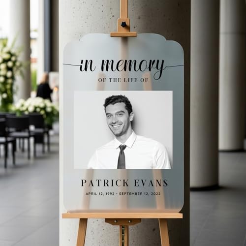 Personalized In Memory Of The Life Funeral Sign With Photo (Paper) - color: Sign 2