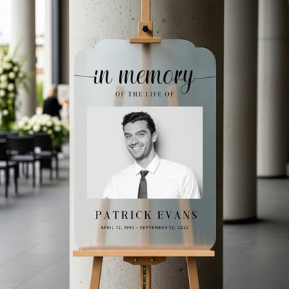 Personalized In Memory Of The Life Funeral Sign With Photo (Paper) - color: Sign 2