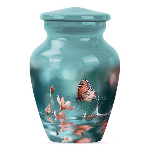 Butterfly Small Urns for Human Ashes, Keepsake Urn for Ashes 3 Inch for Men | Funeral Keepsake Urn Offers 3 Cubic Inch Capacity, Decorative Butterfly Design and a Secure Threaded Lid for Remembrance - size: #2 (Set of 1)