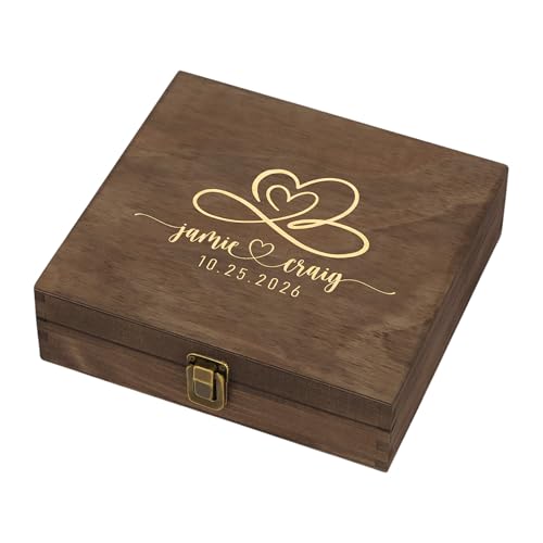 Personalized Anniversary Box, Engraved Wooden Keepsake Box for Couples | Love Letter Box, Memento Storage, 6 Designs, 4 Sizes & 4 Finishes, Optional Inside Engraving, Proposal or Gift for Him - style: 6. Anniversary Designs