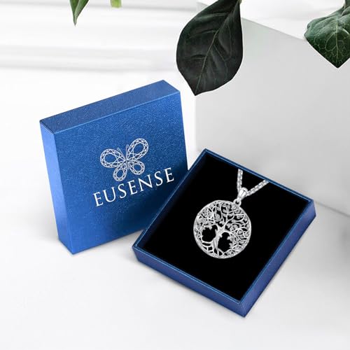 Eusense Tree of Life Necklace for Women Men Sterling Silver 925 Tree Urn Locket Cremation Jewelry Family Tree Pendant Gifts for Her Him Mom Dad Grandma Daughter - style: B-A-Tree of Life Necklace