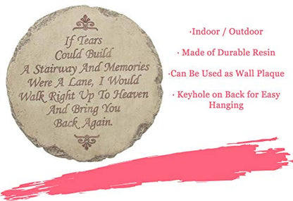 Spoontiques - Garden Décor - If Tears Could Build A Stairway Memorial Stepping Stone - Decorative Stone for Garden