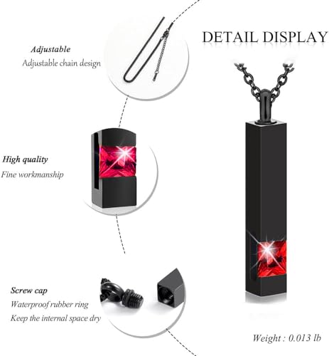 5 Piece Urn Necklace for Ashes, Red Cremation Jewelry for Ashes, Crystal Heart Cross Cubic Ashes Necklace with Angel Wing, Ashe Keepsake for Men and Women with Small Spoon, Funnel, Velvet Bag - color: red