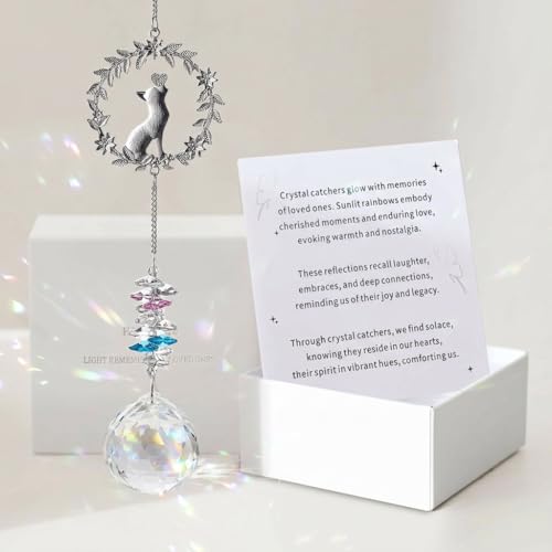 Hegelda Cat Memorial Gifts for Loss of Cat Crystal Suncatcher Ornaments - style: Cat