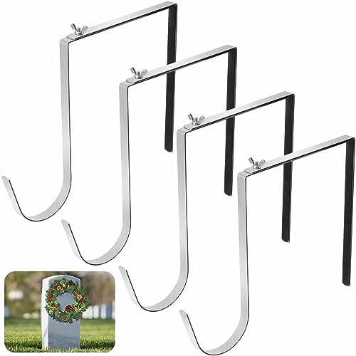 4 Pcs Christmas Headstone Wreath Hanger, Adjustable Headstone Wreath Holder - style: 4 Pcs