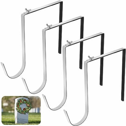 4 Pcs Christmas Headstone Wreath Hanger, Adjustable Headstone Wreath Holder - style: 4 Pcs