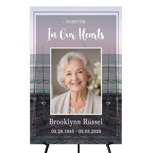 Memorial Sign, In Loving Memory Celebration of Life Display With Easel, Personalized Photo Funeral Board Decoration, Custom Forever Loved Signage With Picture, Multiple Size & Material, IA4 - color: Theme 4
