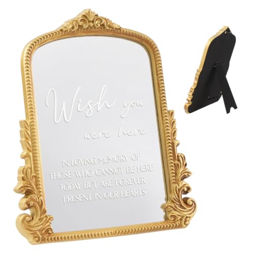 Foxtell Memory Table Sign for Wedding, Vintage Wedding Memorial Sign with Mirror in loving memory sign Ceremony Modern Calligraphy Arch Acrylic Table Top Sign for Weddings Anniversaries Celebrations