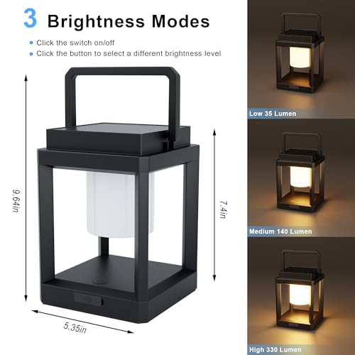 Outdoor Table Lamp, 3-Level Brightness LED Solar Table Lamp, Solar Lanterns Outdoor Waterproof Hanging for Patio Walking Reading Camping